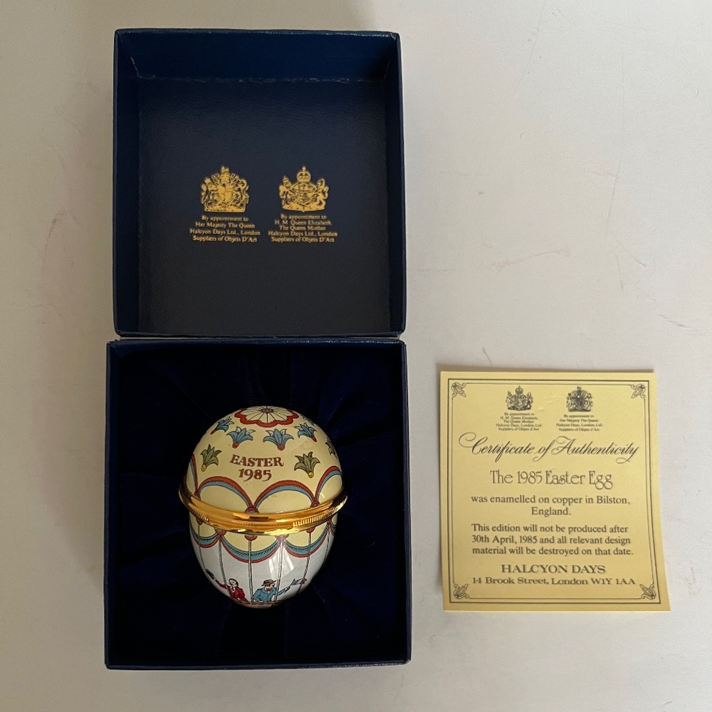 Halcyon Days Enamel Easter Egg - 1985 (Box, COI)